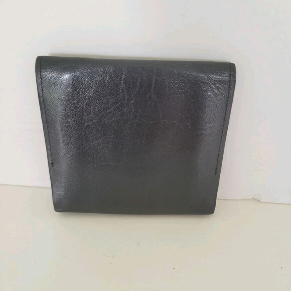 Leonardo Cenbale Vintage Wallet Black Coin Case Holder PouchLeather Compact Mini - Picture 2 of 8
